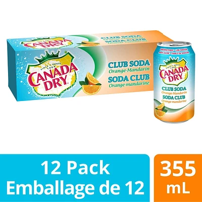 Canada Dry® Club Soda Orange-Mandarin 355 mL Cans, 12 Pack