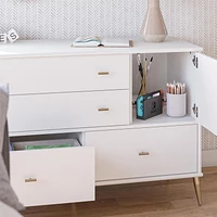 Valentina Asymmetrical 4 Drawer / 1 Door Convertible Dresser, White