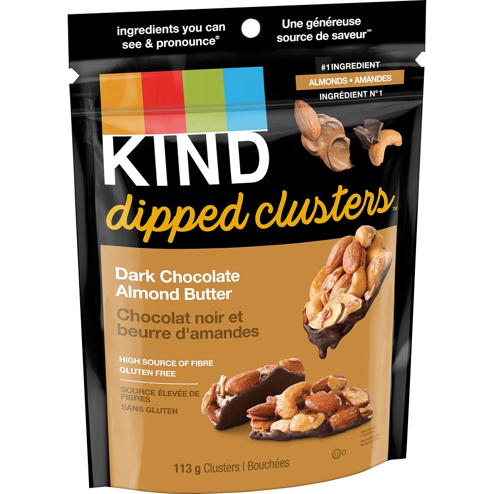 Bouchées KIND Dipped Clusters, Chocolat noir et beurre d'amande, 113 g Dipped Clusters
