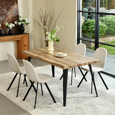 Ensemble de salle à manger 5 pièces Homy Casa - Table à manger rectangulaire de 63 pouces, 4 chaises d'appoint pivotantes et chaises de salle à manger rembourrées