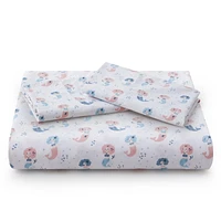 Marina Decoration Kids Girls Toddlers Cute Printed 600 Thread Count Soft Cotton Blend Percale Duvet Cover Set with Corner Tie and Zipper, Cartoon Mermaid Pattern