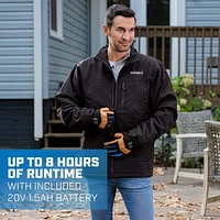 HART 20-Volt Men's Heated Medium-Duty Jacket Kit With Battery, Black, M-XL