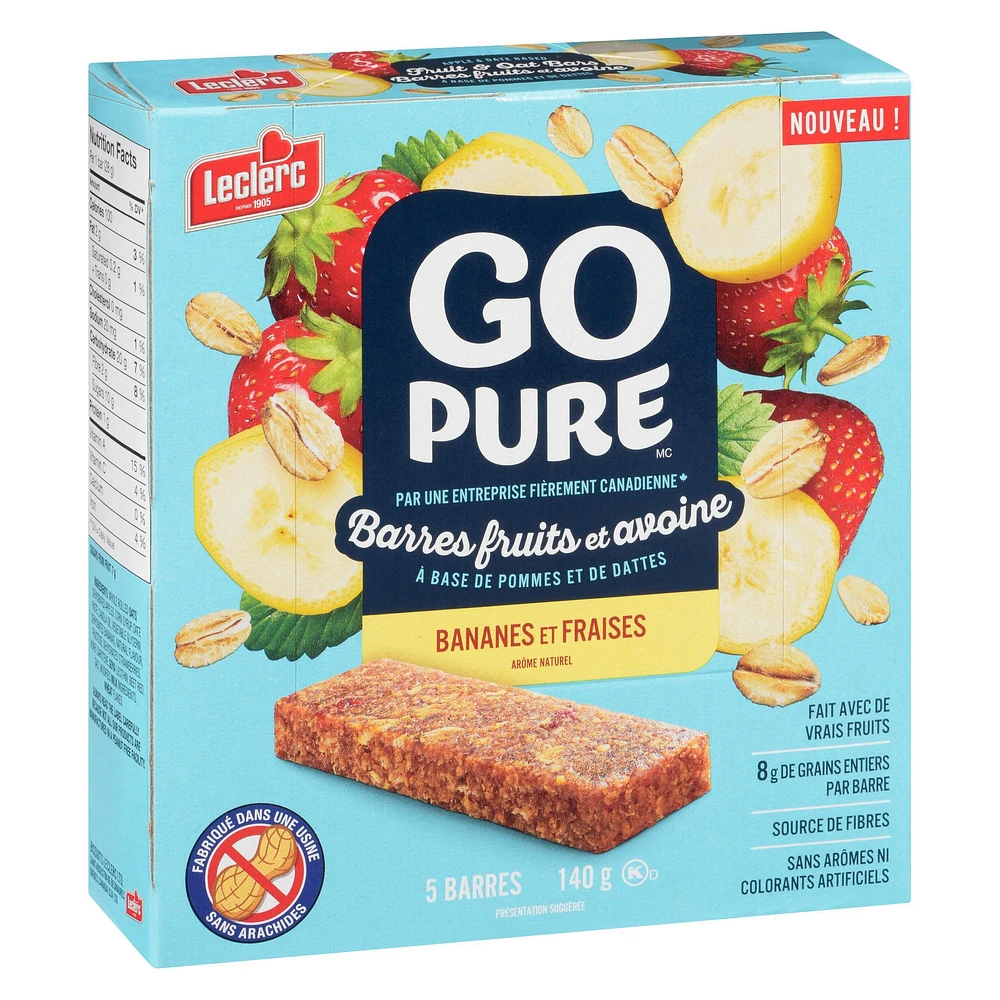 Go Pure Banana & Strawberry Fruit & Oat Bars, 5 Bars / 140g