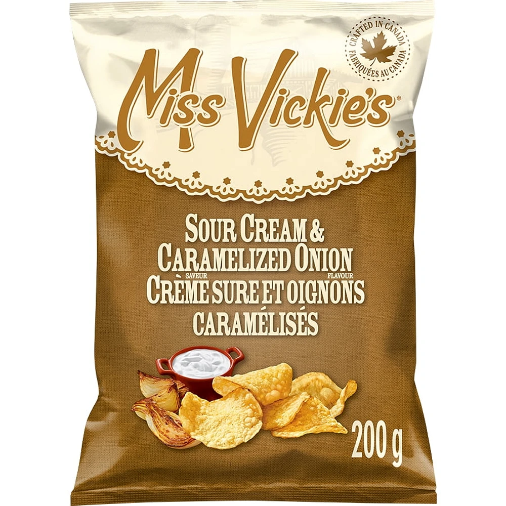 Miss Vickie's Sour Cream & Caramelized Onion flavour kettle cooked potato chips