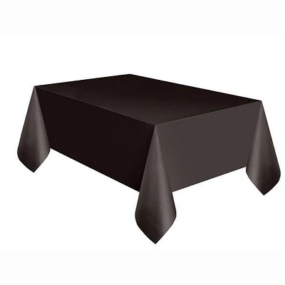 Nappe de table rectangulaire en plastique noir, 54" x 108" 1ct, 54" x 108"
