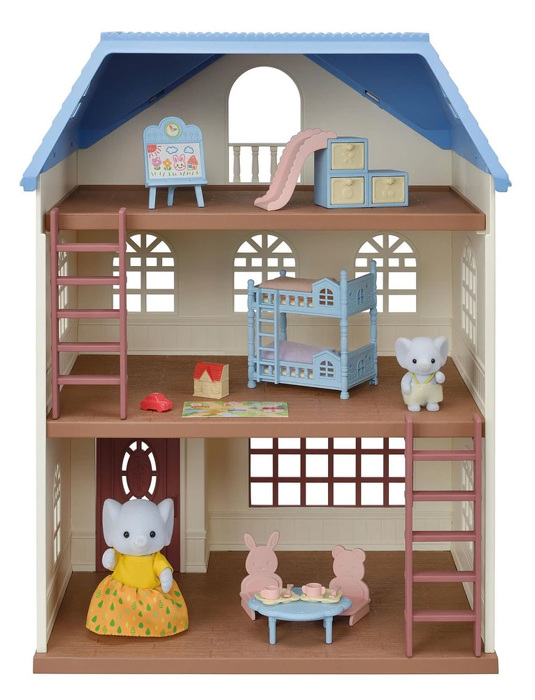 Ensemble-cadeau de la terrasse bleu azur Calico Critters – Maisonnette de collection avec figurines, meuble et accessoires