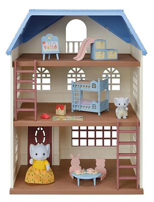 Calico Critters Sky Blue Terrace Gift Set, Dollhouse Playset with Figures, Furniture and Accessories