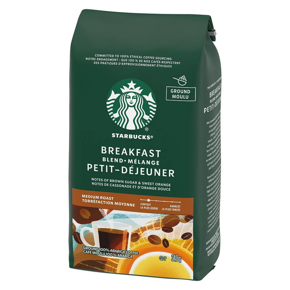 Starbucks® Breakfast Blend Ground Coffee 340g, Medium Roast