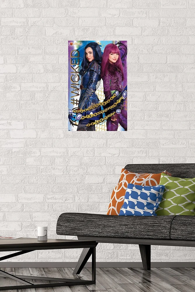 Disney Descendants 2 - Wicked Wall Poster, 14.725" x 22.375" Framed