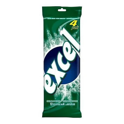 Excel Chlorophyll Chewing Gum, Sugar Free, 12 Pellets, Pack of 4