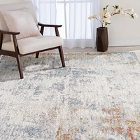 Venita Cream and Blue Woven Area Rug