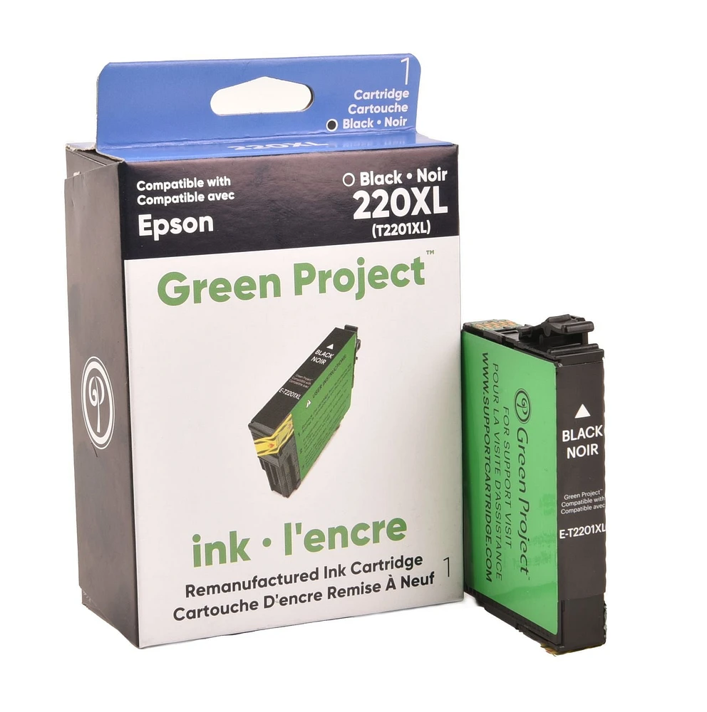 Green Project Epson 220 XL Black Remanufactured Ink Cartridge, (GP-E-T2201XL)