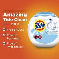 Détergent à lessive Tide PODS Free & Gentle, non parfumé 81 capsules