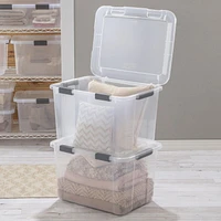 Sterilite Boîte de Rangement avec Couvercle à Charnière 75L Gris Plat 75L
