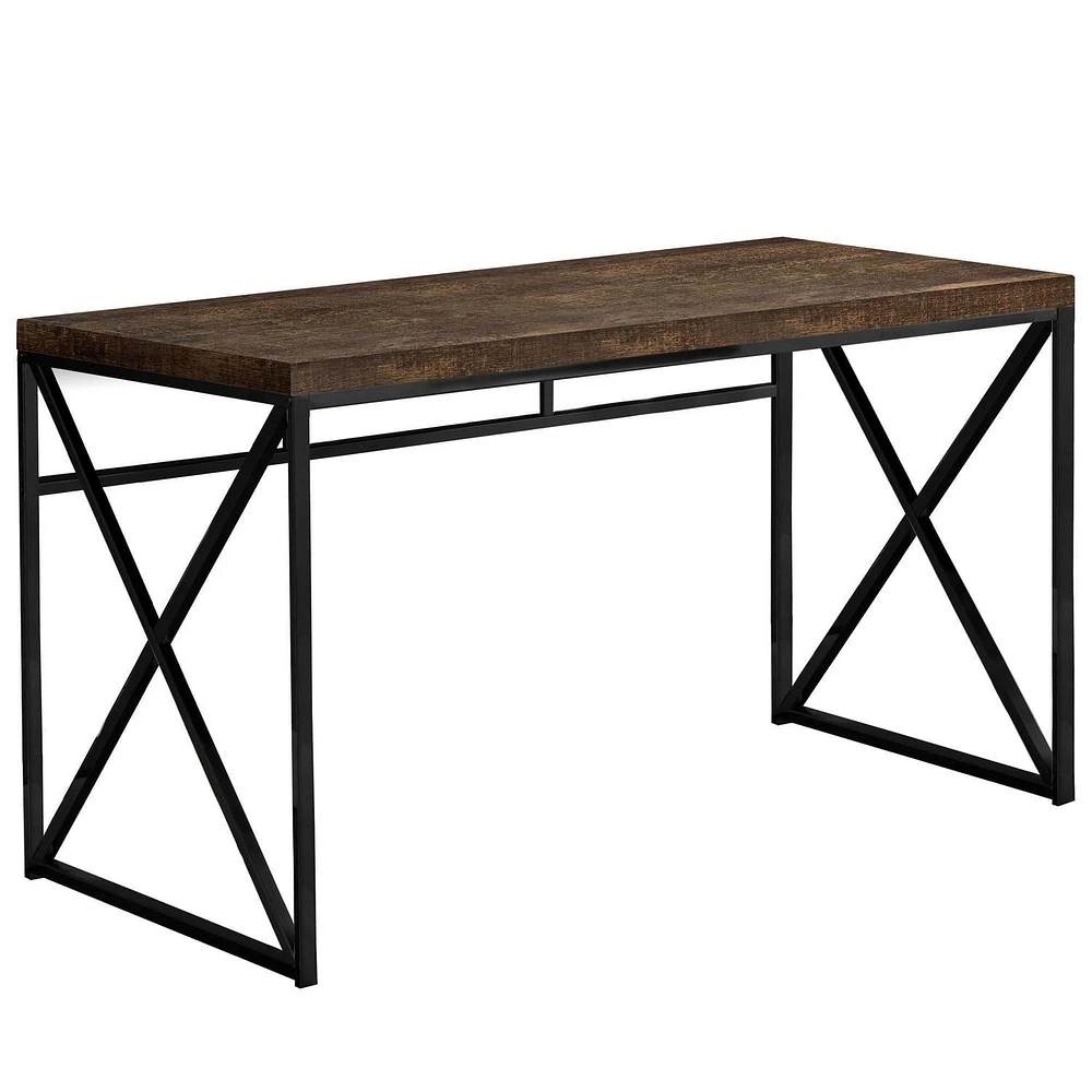 Monarch Specialties Bureau, Bureau À Domicile, Ordinateur Portable, Travail, Métal, Stratifié, Brun, Noir, Contemporain, Moderne