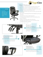 Fauteuil de bureau exécutif en cuir reconstitué à dossier haut TygerClaw