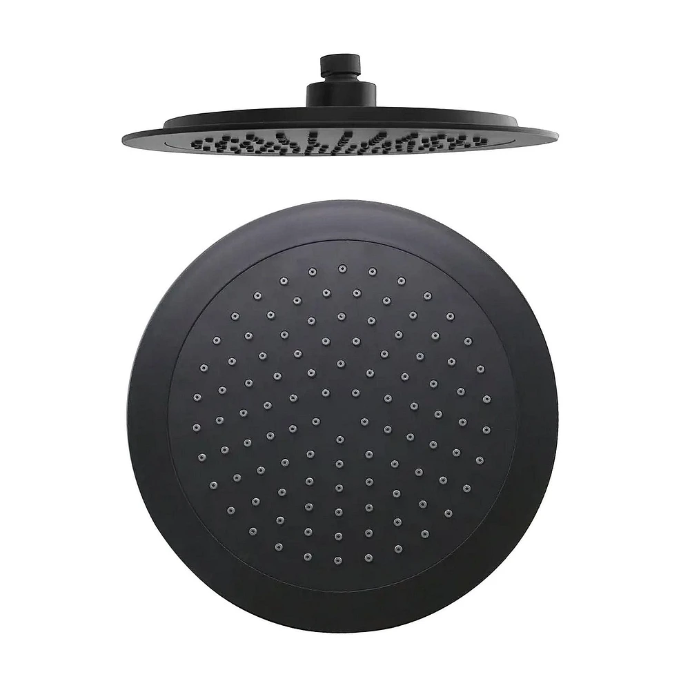 Ensemble de douche thermostatique d'akuaplus(MD) avec Déviateur 4 voies, 2 pommeaux de douche de 9.5 po ou simultanément avec arrêt, fini noir mat