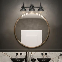 Applique murale à 3 ampoules noir mat Barnyard avec abat-jours à intérieur blanc