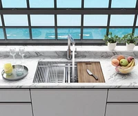 American Imaginations AI-29286 32 pouces Évier de cuisine en acier inoxydable approuvé par W CSA avec finition en acier inoxydable et calibre 16