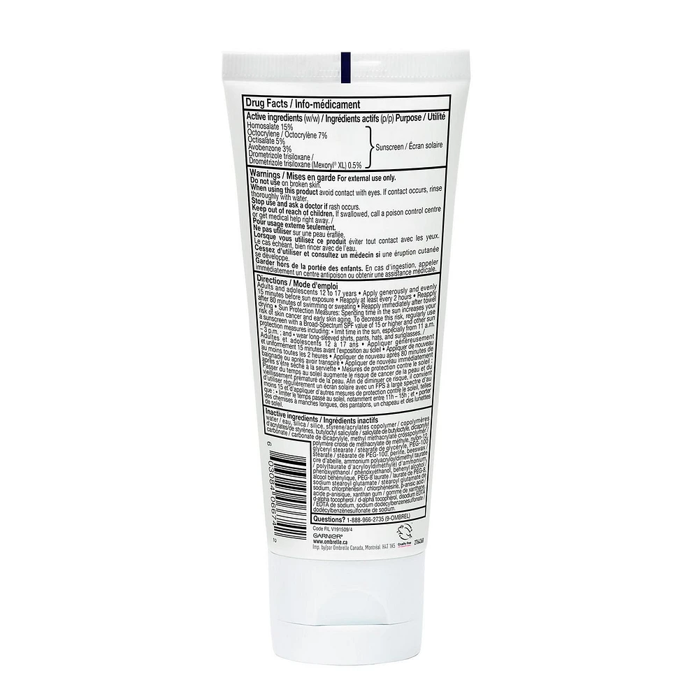 Garnier Ombrelle Sensitive Expert Crème Solaire pour le Corps SPF 60, Hypoallergénique, Pour Les Peaux Les Plus Sensibles, 200 mL Protection pour les peaux les plus sensibles