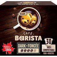 Kraft Café Barista Dark Roasted Coffee 100% Compostable Pods, 30 ct Box