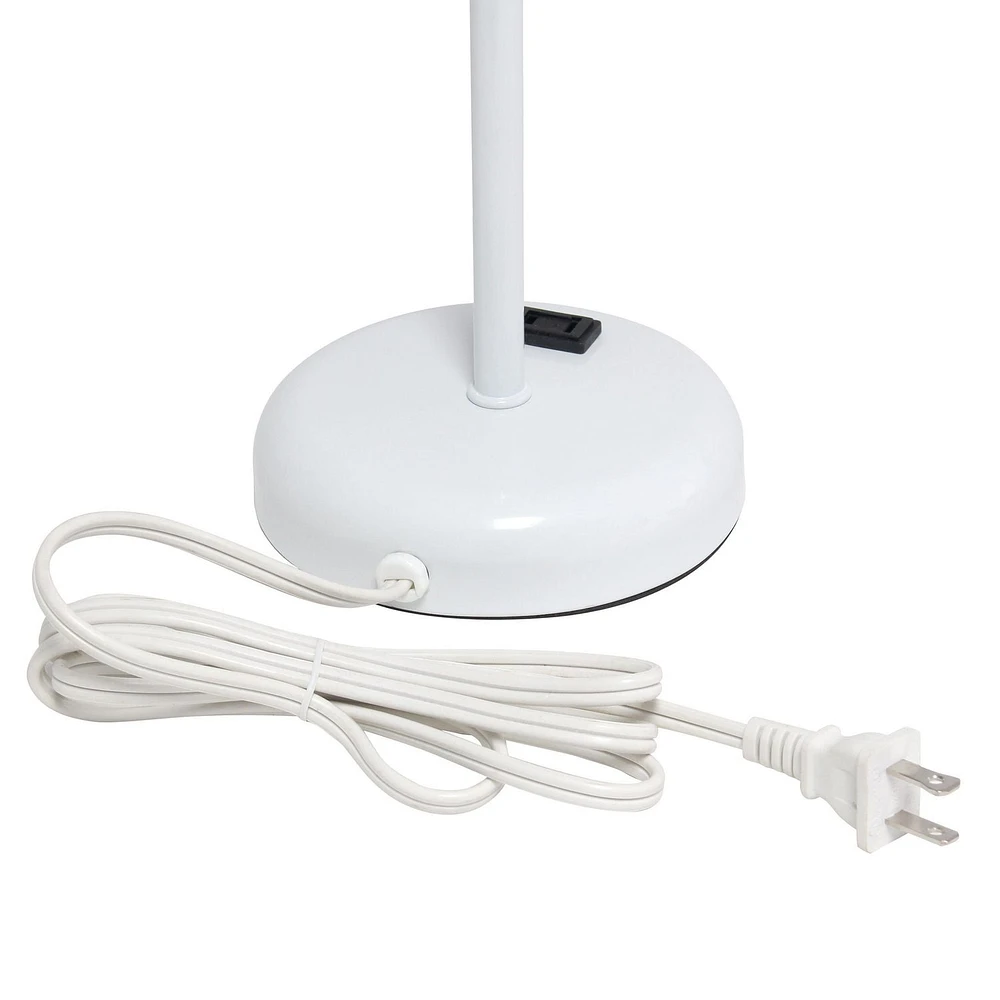 LimeLights White Stick Lamp with Charging Outlet and Fabric Shade 2 Pack Set