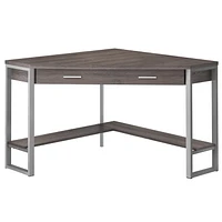 Monarch Specialties Bureau, Bureau À Domicile, Coin, Tiroirs De Rangement, 42"l, Travail, Ordinateur Portable, Métal, Stratifié, Brun, Gris, Contemporain, Moderne