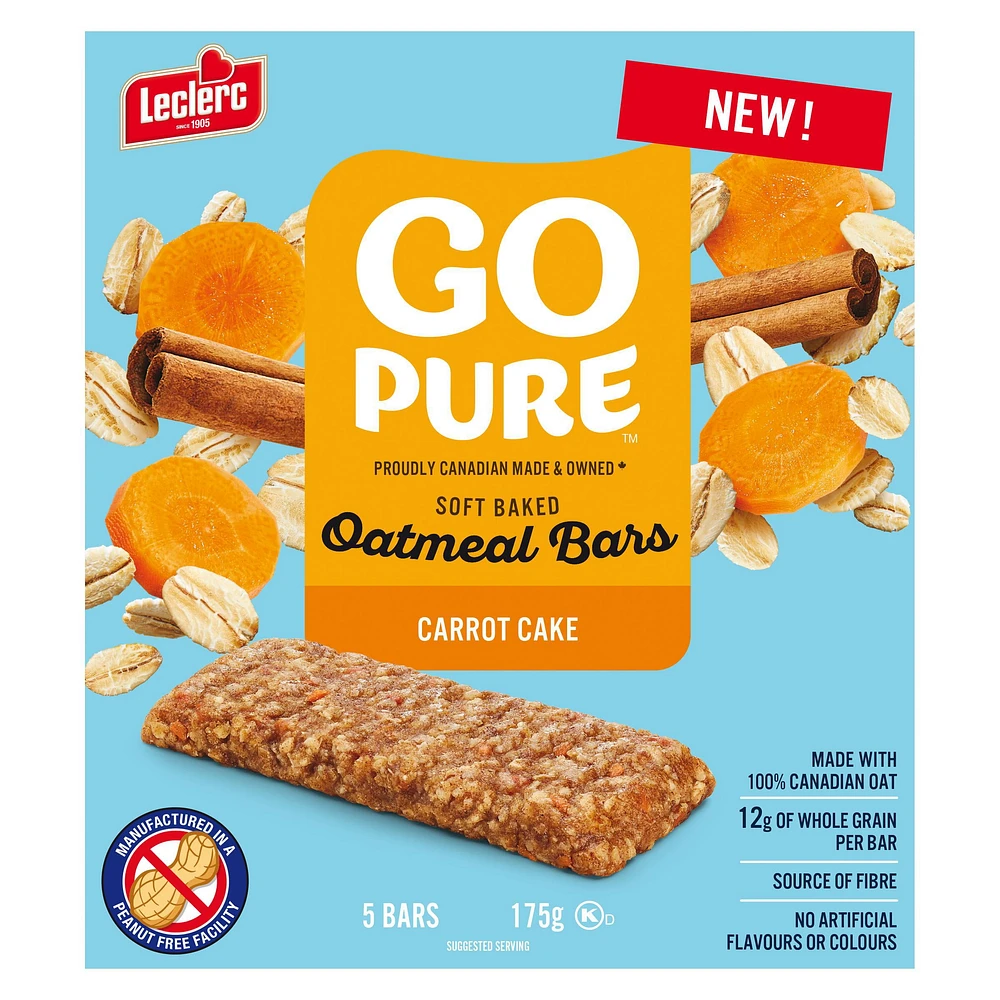 Go Pure Soft Baked Carrot Cake Oatmeal Bars, 5 / 175g