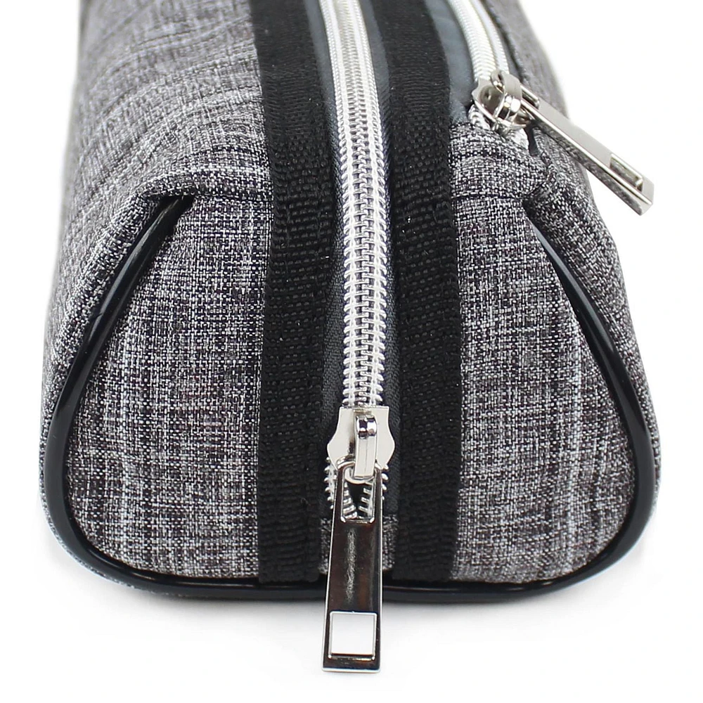 Pen + Gear Textured Pencil Pouch in Grey with White and Black Pattern, (LxWxH): 8.27x3.54x3.15 in