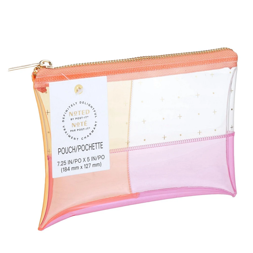 Pochette pour stylos NTD5-PP-PCHEF Post-it®, collection Noté, plastique transparent orange et rose avec fermeture éclair, 7,5 po x 5,25 po, 1 pochette/paquet Poch. NTD5-PP-PCHEF Post-it®