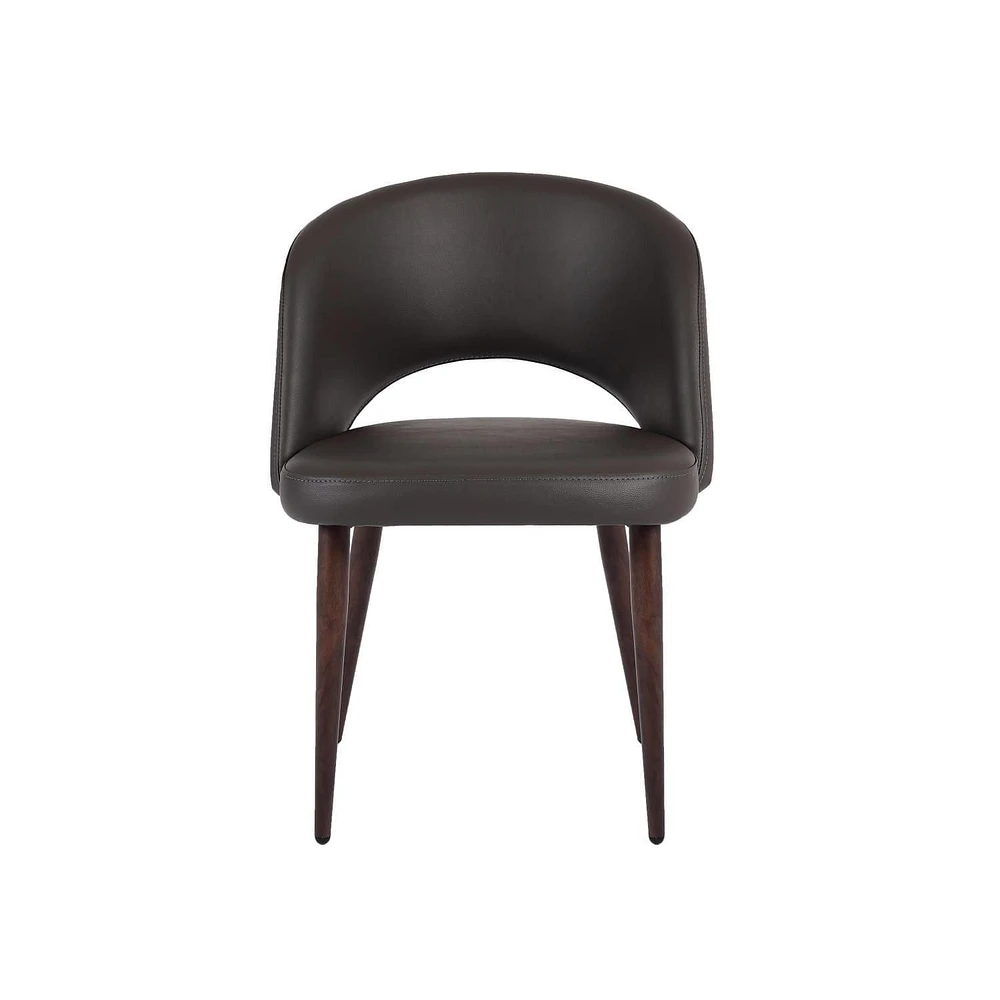 Chaise de salle à manger de direction en bois avec rembourrage en cuir (Ensemble de 4)