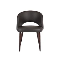 Chaise de salle à manger de direction en bois avec rembourrage en cuir (Ensemble de 4)