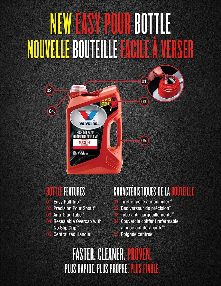 Huile à moteur MaxLife pour moteur à kilométrage plus élevé