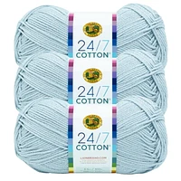 Fil Lion Brand 24/7 Cotton® Fil de Coton #4 Moyen 140g/273m 3-Paquete