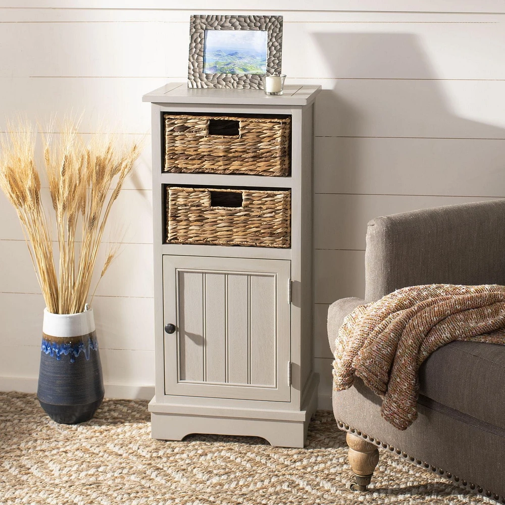 Safavieh Connery Solid Nautical 2 Wicker Basket Storage Cabinet