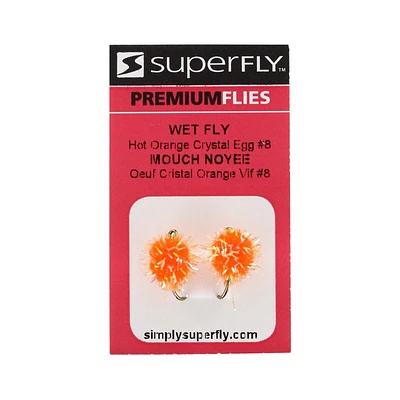 Superfly FLY6100-08P Wet Fly Crystal Egg Hot Orange #08, They work on both lakes and rivers
