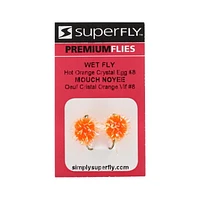 Superfly FLY6100-08P Mouche mouillée Oeuf en cristal Orange chaud #08 Ils travaillent sur les lacs et les rivières