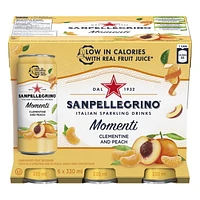 SAN PELLEGRINO MOMENTI Sparkling Water Clementine Peach – 6x330mL, 6 x 330ml Cans