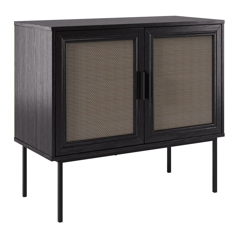 Emmett Premium Faux Wood Versatile Compact Sideboard Buffet with Lattice Doors