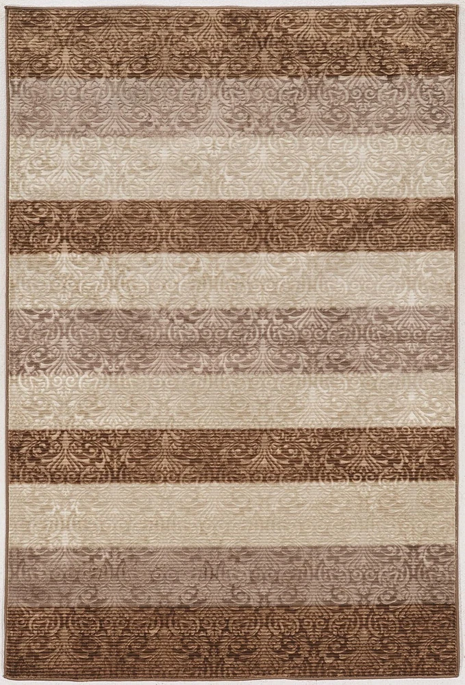 Tapis Evolution à rayures damassées 5 pi x 7 pi 6 po, beige et marron