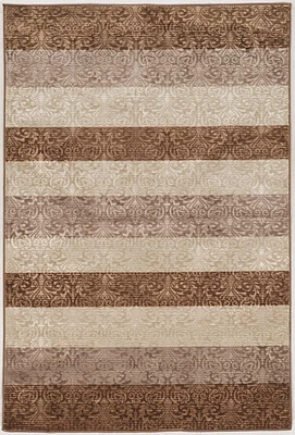 Tapis Evolution à rayures damassées 5 pi x 7 pi 6 po, beige et marron