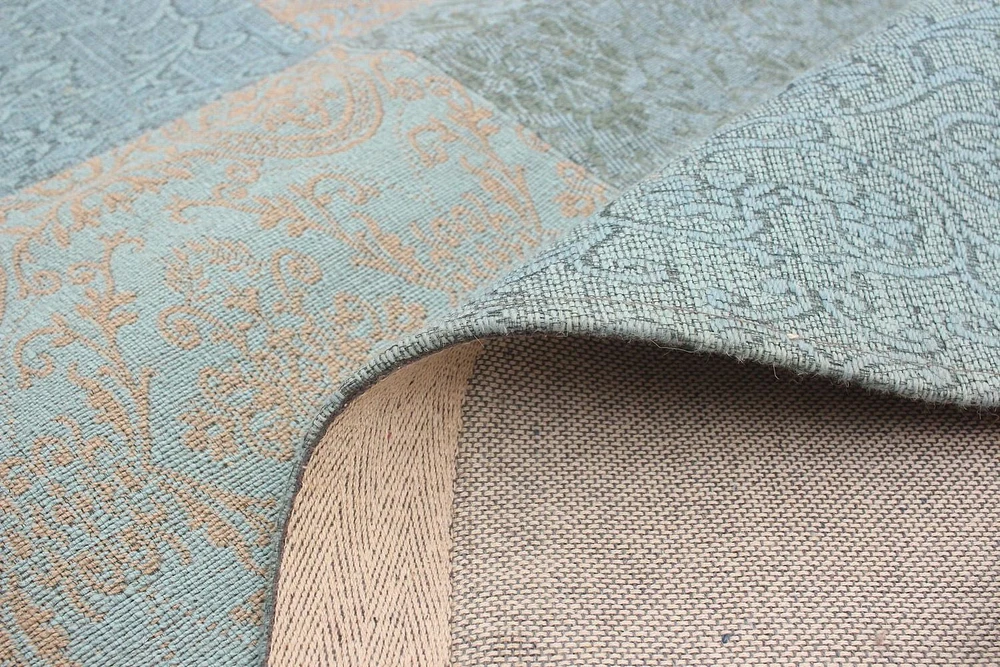 ECARPETGALLERY 5'8" x 7'8" Transitional Collage Handmade Area Rug for Living Room, Dining Room and Bedroom in Blue