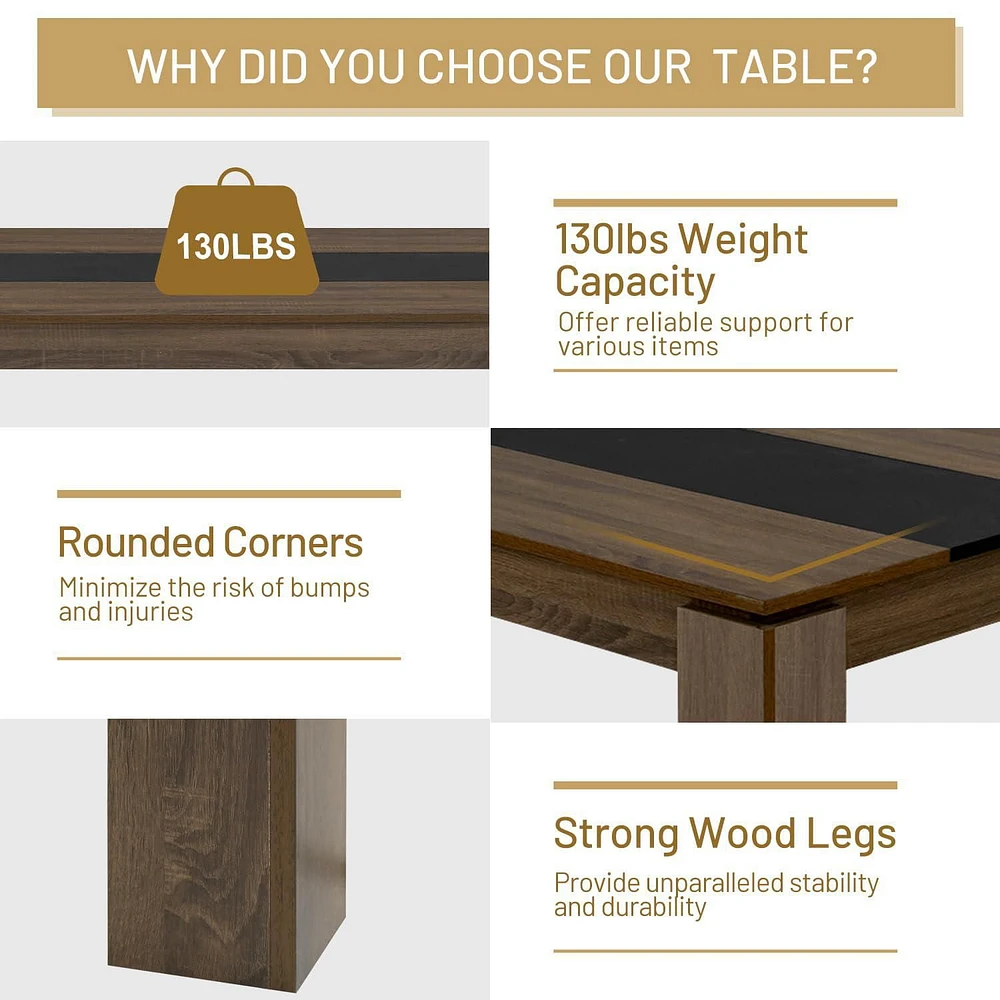Ensembles de salle à manger Homy Casa - Table de 47.2 pouces et 4 chaises rembourrées pour salle à manger familiale Ensembles de 5 pièces pour 4 personnes
