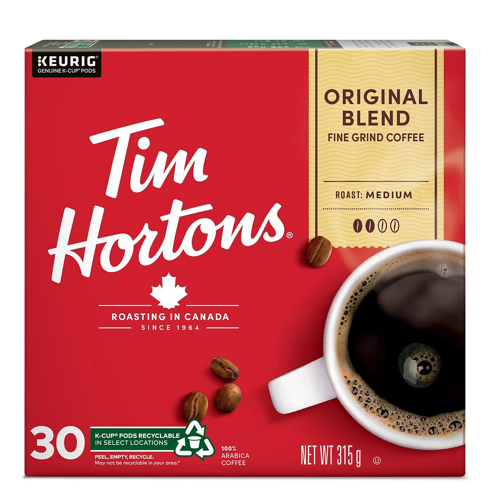 Tim Hortons Original Blended Coffee Keurig K-Cup 30ct, Keurig K-cup Pod 30ct