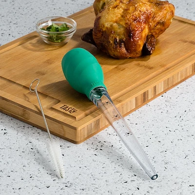 Ensemble de poire à jus pour dinde avec brosse de nettoyage, poire en silicone, vert