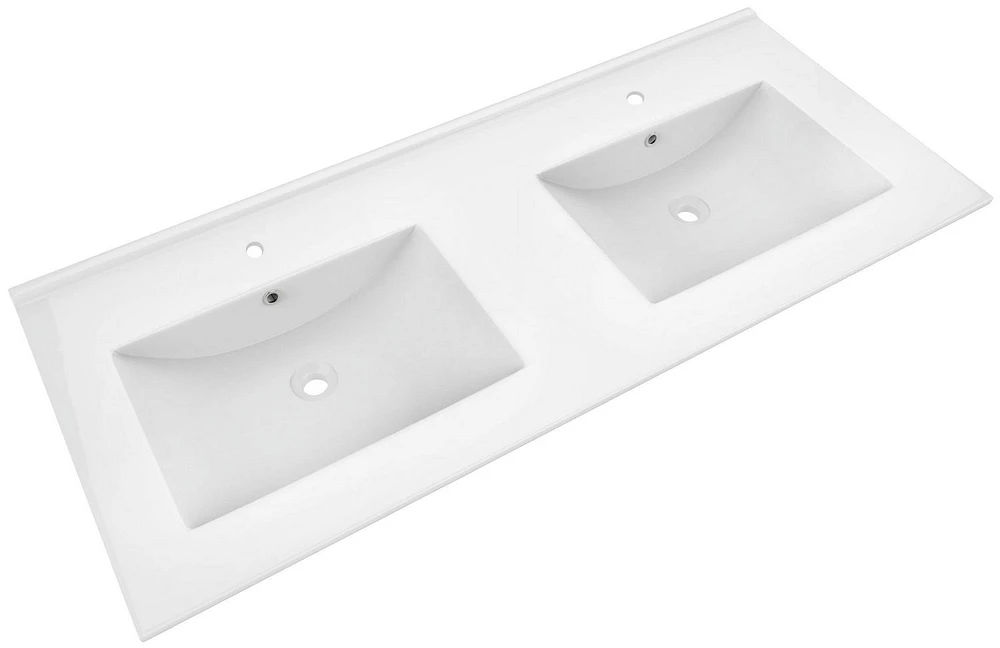 American Imaginations AI-32650 48 po WX 18.25 pouces Dessus en céramique de D dans la couleur blanche pour le robinet de 1 trou
