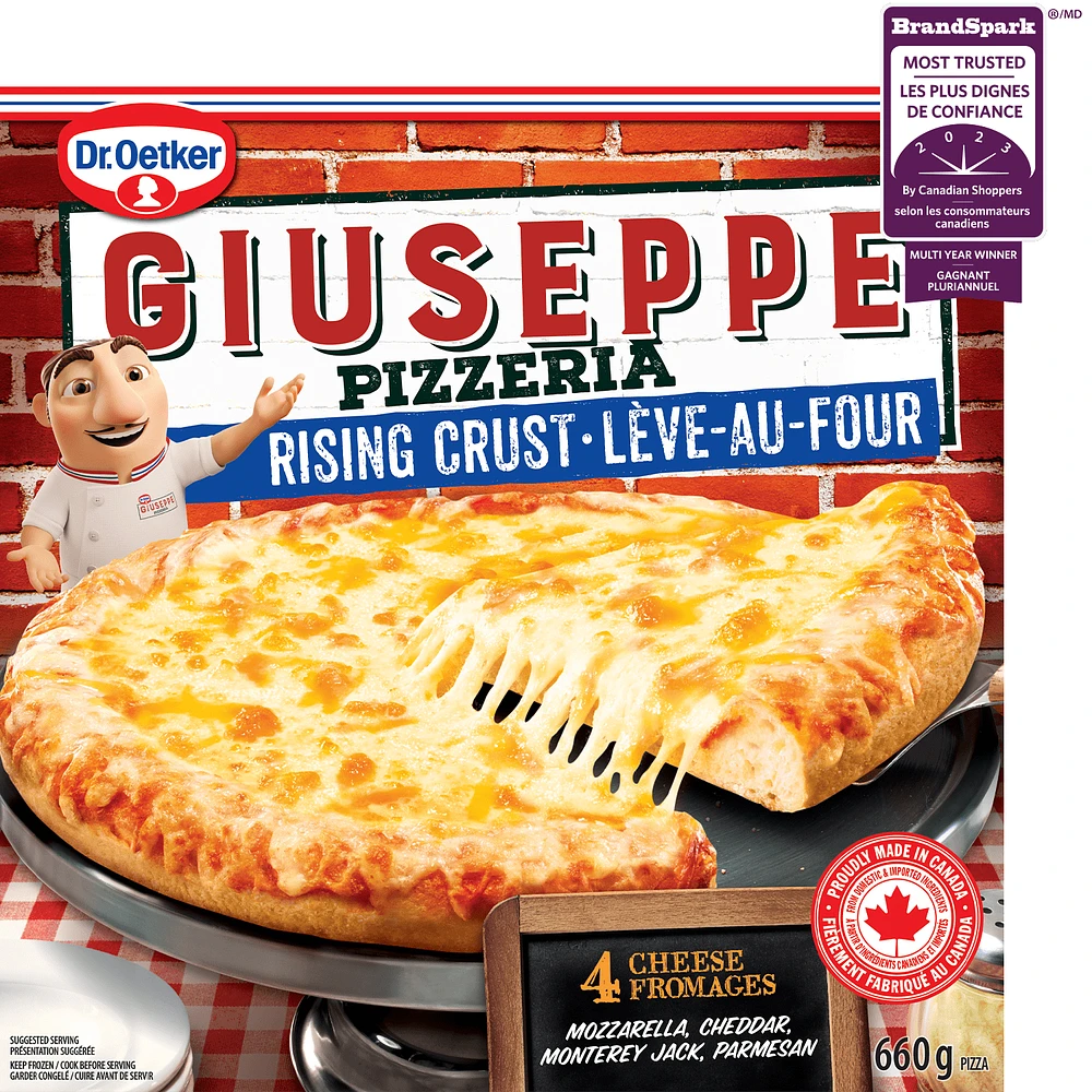 Dr. Oetker Giuseppe Pizzeria Rising Crust 4 Cheese Pizza, 660 g