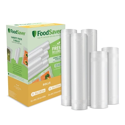 FoodSaver Vacuum Sealer Bags for Airtight Food Storage and Sous Vide, Variety Pack, 8" x 20' and 11" x 16', 5 Count