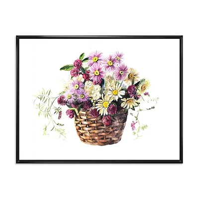 Designart Bouquet De Fleurs De Prairie Dans Le Panier ART MURAL À CADRE FLOTTÉ