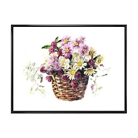 Designart Bouquet De Fleurs De Prairie Dans Le Panier ART MURAL À CADRE FLOTTÉ